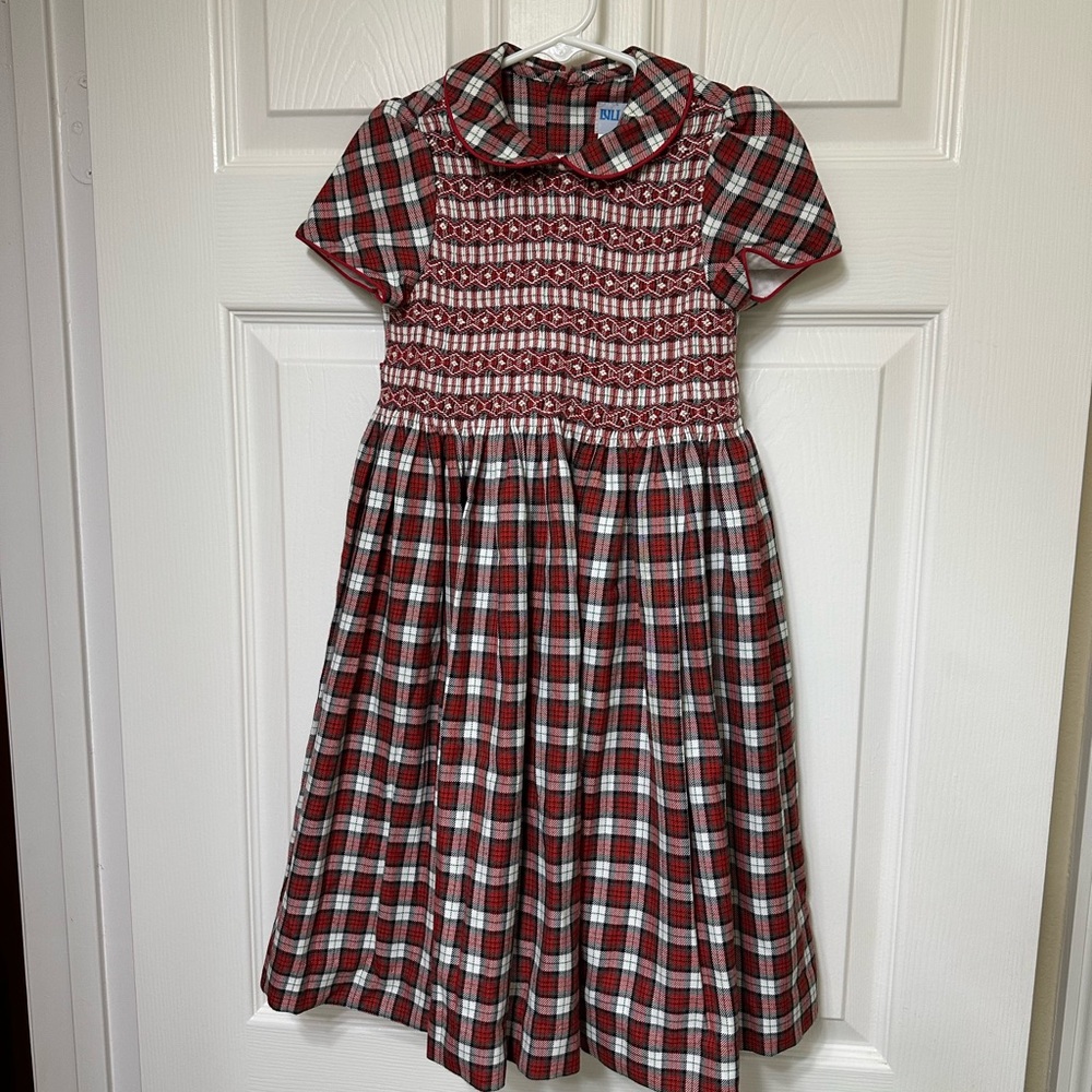 Luli & Me Red and White Plaid Formal Smoked Dress-2 available-size 4 and size 5